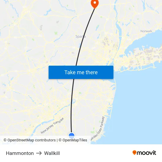 Hammonton to Wallkill map