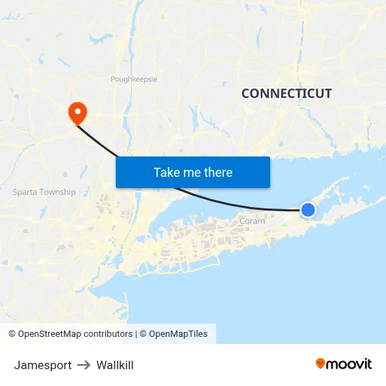 Jamesport to Wallkill map