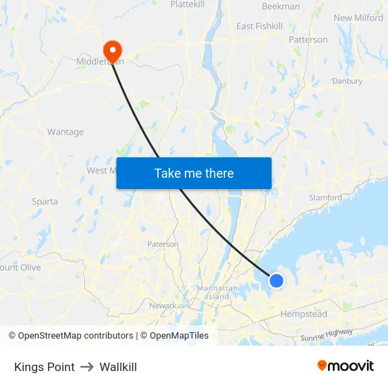 Kings Point to Wallkill map