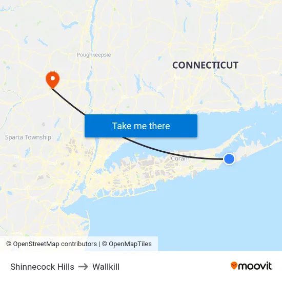 Shinnecock Hills to Wallkill map