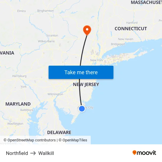 Northfield to Wallkill map