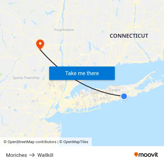Moriches to Wallkill map