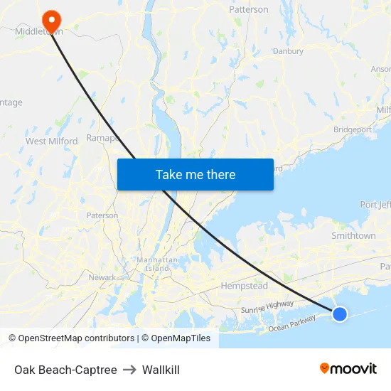 Oak Beach-Captree to Wallkill map