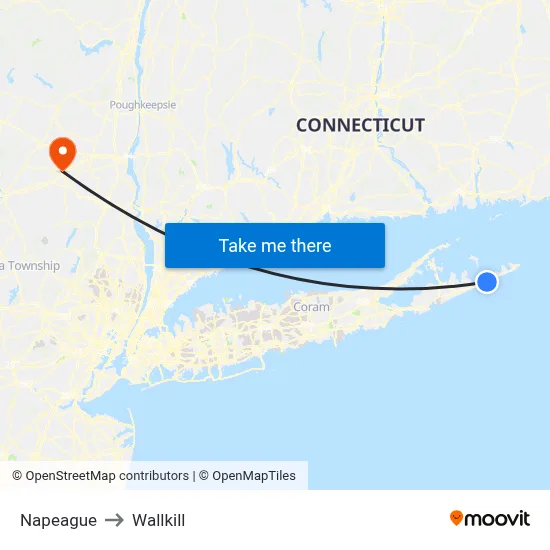 Napeague to Wallkill map