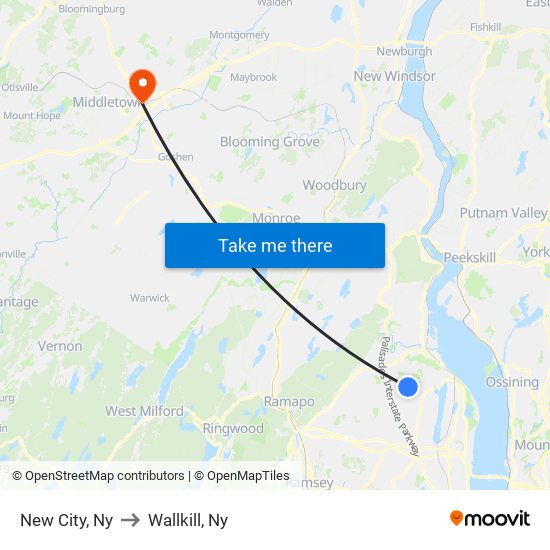 New City, Ny to Wallkill, Ny map