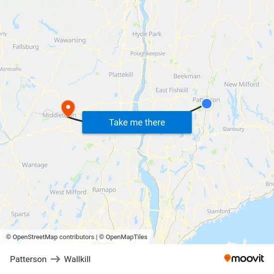 Patterson to Wallkill map