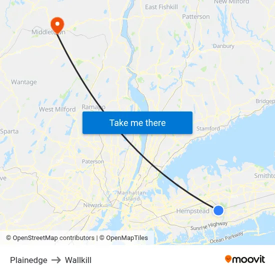 Plainedge to Wallkill map