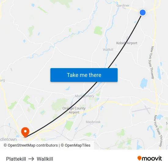 Plattekill to Wallkill map