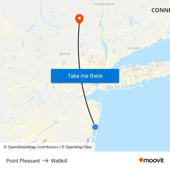 Point Pleasant to Wallkill map
