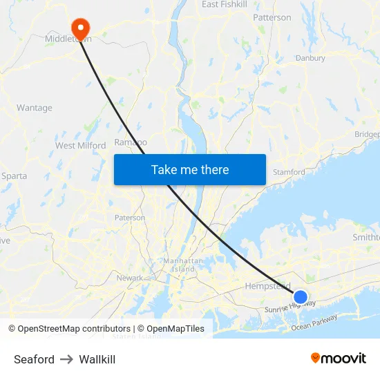 Seaford to Wallkill map