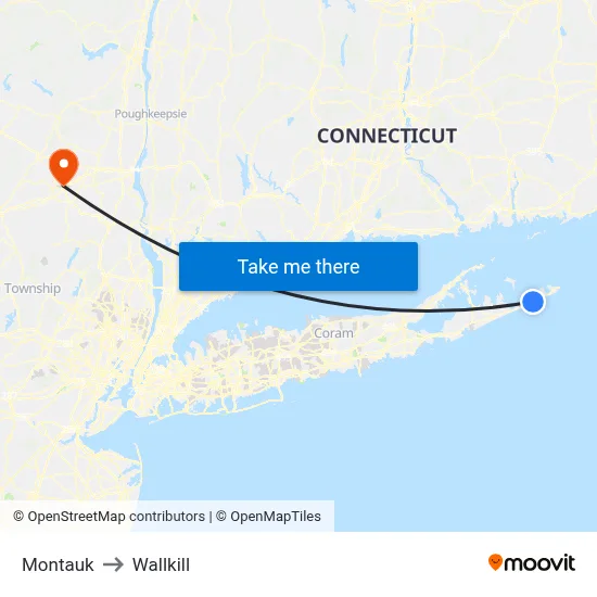Montauk to Wallkill map