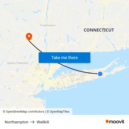 Northampton to Wallkill map