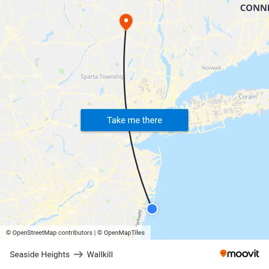 Seaside Heights to Wallkill map