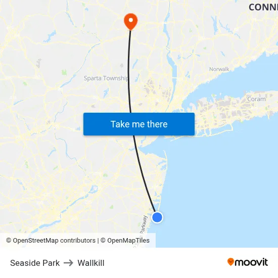 Seaside Park to Wallkill map