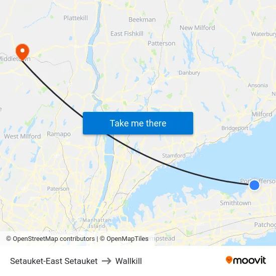 Setauket-East Setauket to Wallkill map