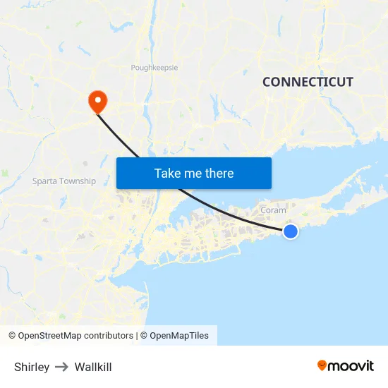 Shirley to Wallkill map