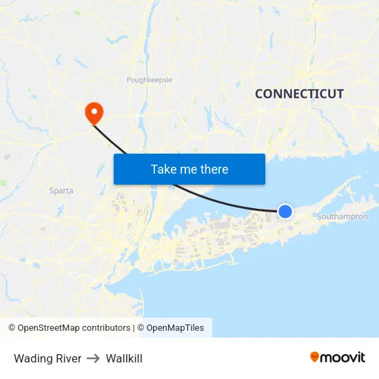 Wading River to Wallkill map