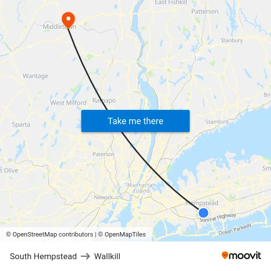 South Hempstead to Wallkill map