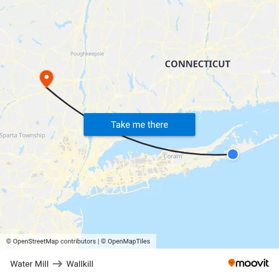 Water Mill to Wallkill map