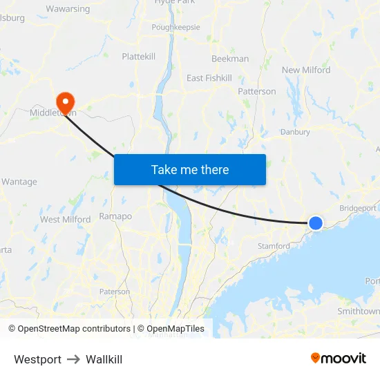 Westport to Wallkill map