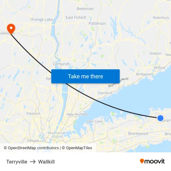 Terryville to Wallkill map