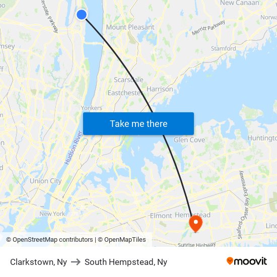 Clarkstown, Ny to South Hempstead, Ny map