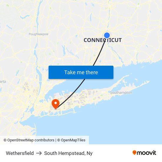 Wethersfield to South Hempstead, Ny map