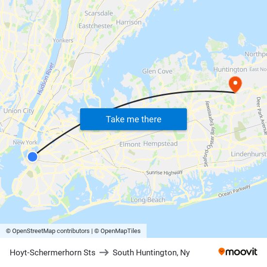 Hoyt-Schermerhorn Sts to South Huntington, Ny map