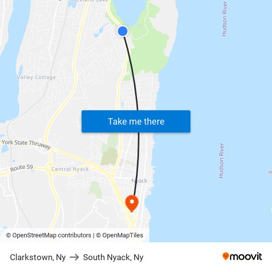 Clarkstown, Ny to South Nyack, Ny map