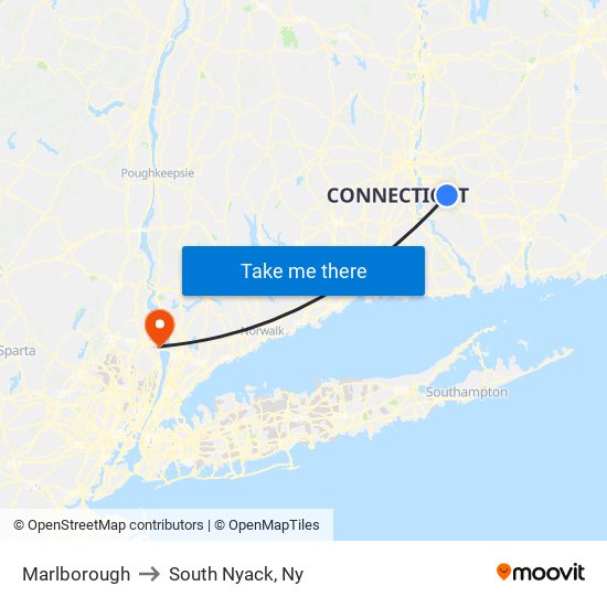 Marlborough to South Nyack, Ny map