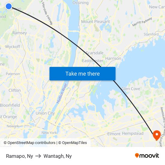 Ramapo, Ny to Wantagh, Ny map