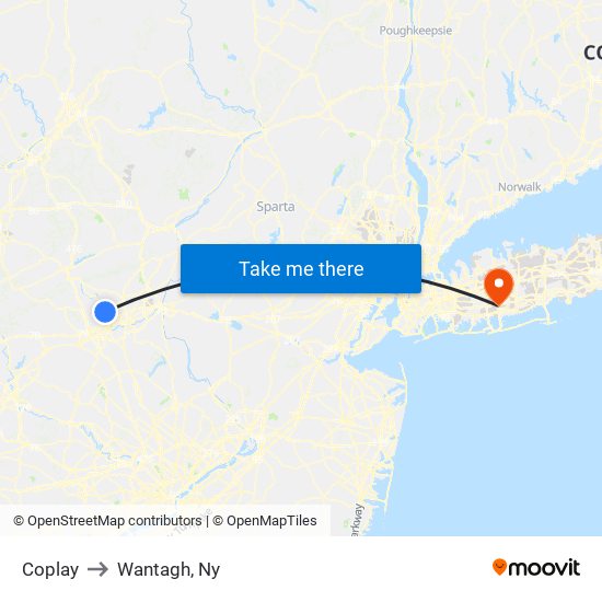 Coplay to Wantagh, Ny map