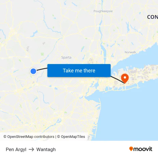Pen Argyl to Wantagh map