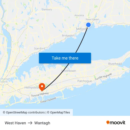 West Haven to Wantagh map
