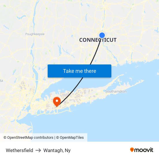 Wethersfield to Wantagh, Ny map