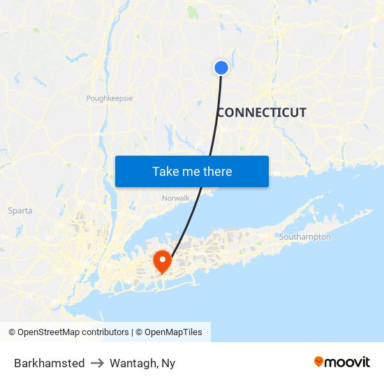 Barkhamsted to Wantagh, Ny map