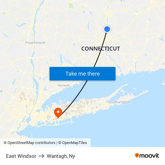 East Windsor to Wantagh, Ny map