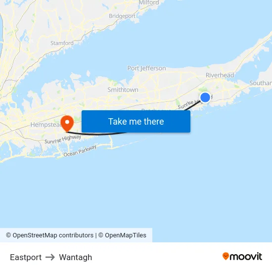 Eastport to Wantagh map