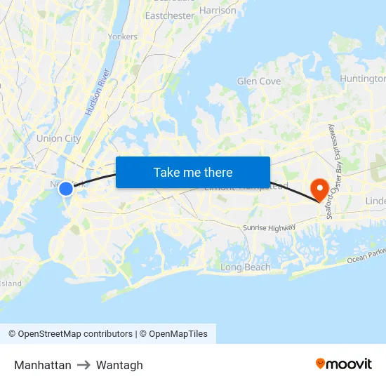 Manhattan to Wantagh map
