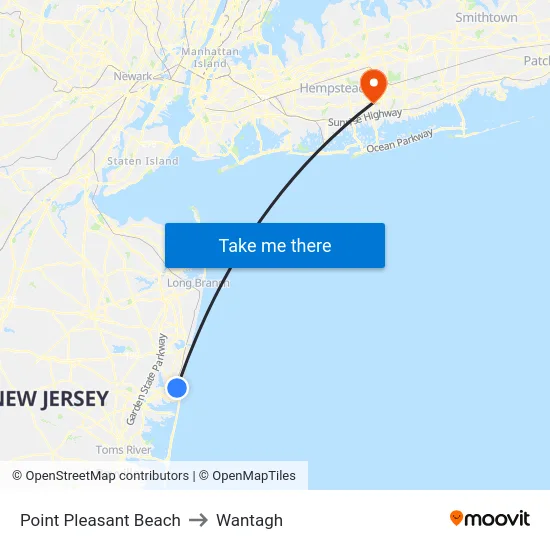 Point Pleasant Beach to Wantagh map