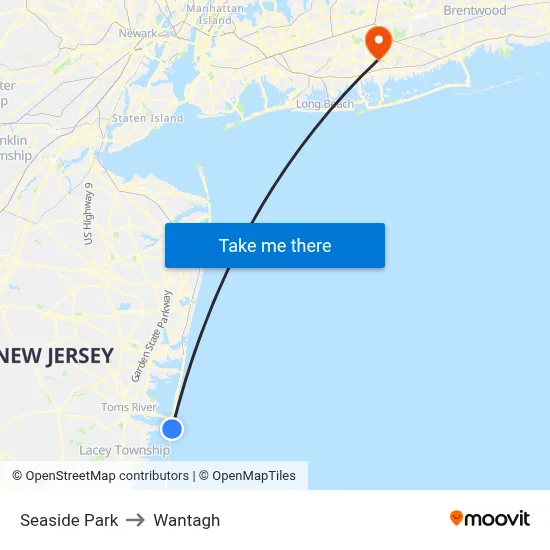 Seaside Park to Wantagh map