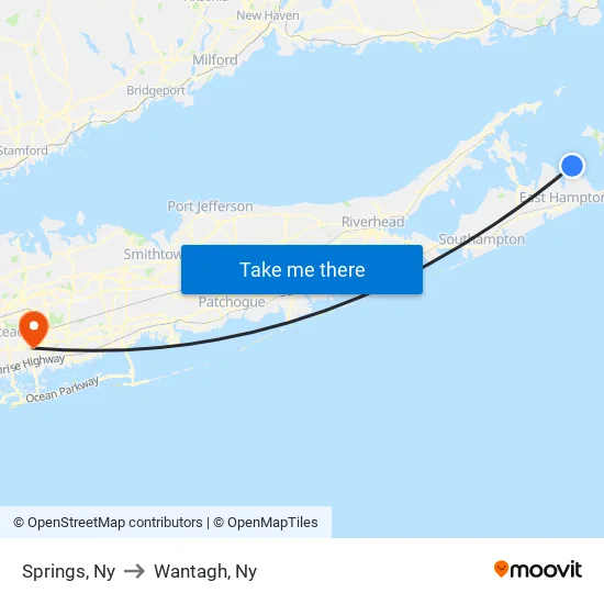 Springs, Ny to Wantagh, Ny map