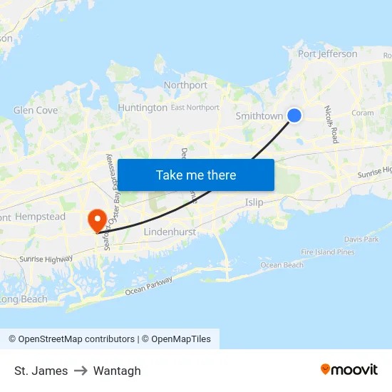 St. James to Wantagh map