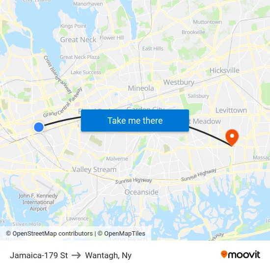 Jamaica-179 St to Wantagh, Ny map