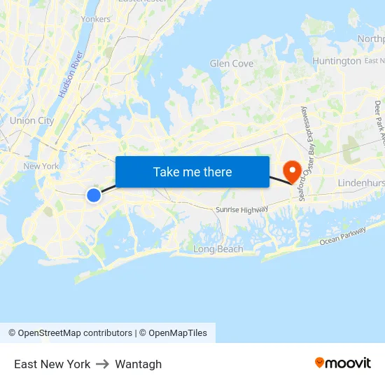 East New York to Wantagh map
