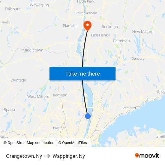 Orangetown, Ny to Wappinger, Ny map