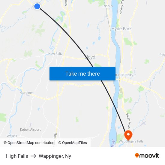 High Falls to Wappinger, Ny map