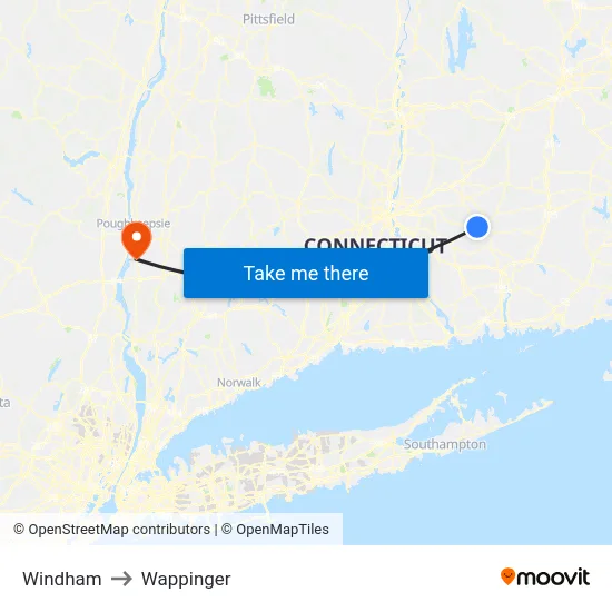 Windham to Wappinger map