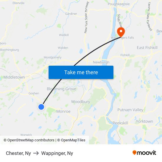 Chester, Ny to Wappinger, Ny map