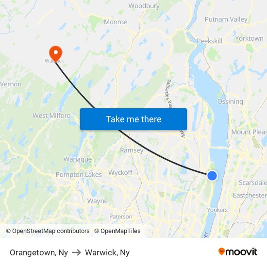 Orangetown, Ny to Warwick, Ny map